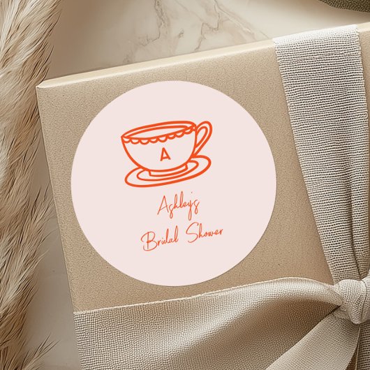 Bruiloftsfeest Thee Thema Whimsical Doodle Ronde Sticker