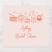 Bruiloftsfeest Thee Thema Whimsical Doodle Sparkling Wijnetiket (Enkel label)