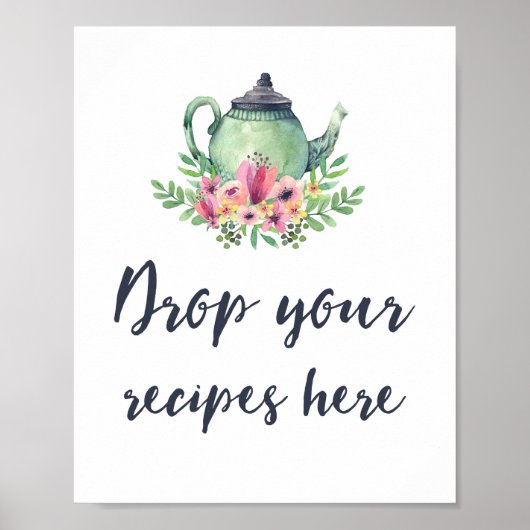 Bruiloftsfeest Theepartij Recepten Bord Poster (Voorkant)