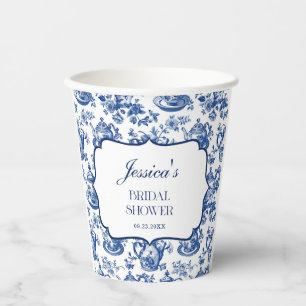 Bruiloftsfeest theevisite Blauw Witte Chinoiserie Papieren Bekers