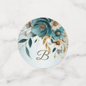 Bruiloftsfeest Turquoise Witte Bloem Gouden Blader Confetti (Kleine voorkant)