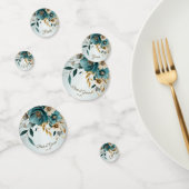 Bruiloftsfeest Turquoise Witte Bloem Gouden Blader Confetti (Groep)