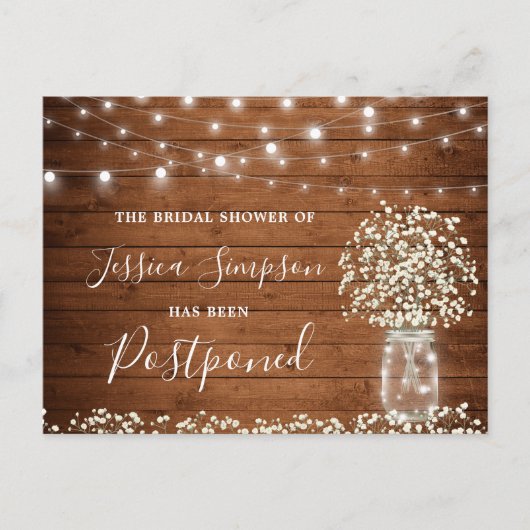 Bruiloftsfeest Uitgesteld Baby's Breath Metselwerk Briefkaart (Voorkant)