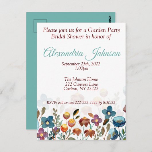 Bruiloftsfeest Uitnodiging Budget (Voorkant / Achterkant)