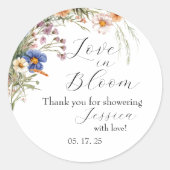 Bruiloftsfeest Uitnodiging "Liefde in Bloei" van A Ronde Sticker (Voorkant)