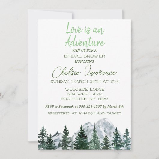 Bruiloftsfeest Uitnodiging 'Liefde is een Avontuur (Voorkant)