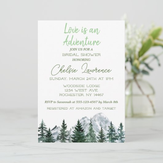 Bruiloftsfeest Uitnodiging 'Liefde is een Avontuur (Staand voorkant)