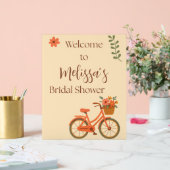 Bruiloftsfeest uitnodiging, Perzik Bloemige Fiets Acryl Bord (Huwelijk)