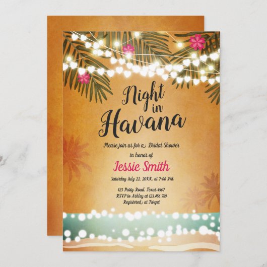 Bruiloftsfeest Uitnodiging 's Avonds in Havana Het (Voorkant / Achterkant)