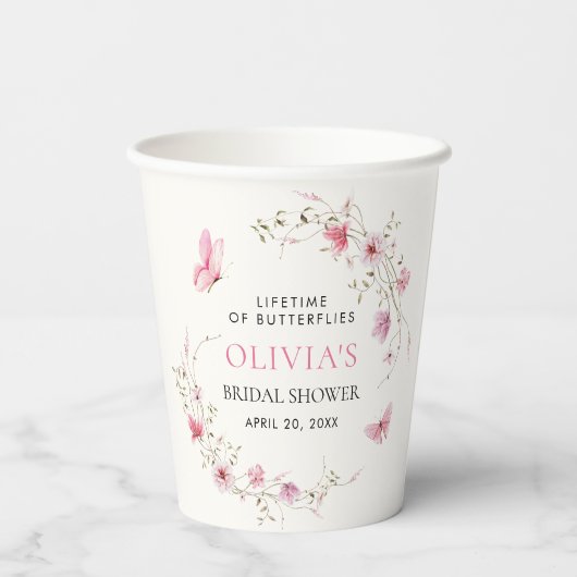 Bruiloftsfeest Vlinders Papieren Bekers (Achterkant)