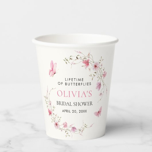 Bruiloftsfeest Vlinders Papieren Bekers (Voorkant)