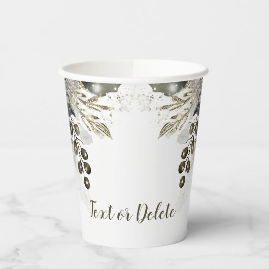 Bruiloftsfeest Waterverf Zilver Gouden Witte Rozen Papieren Bekers (Links)