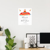 Bruiloftsfeest-welkomstbord met Sombrero Poster (Thuiskantoor)