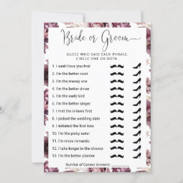 Bruiloftsfeest Wie kent het koppel het beste? spel Kaart