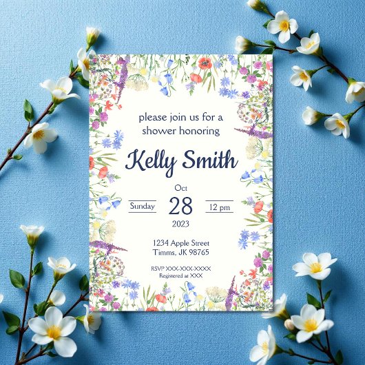 Bruiloftsfeest Wildbloem Kaart