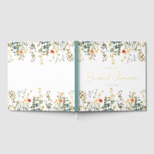 Bruiloftsfeest wildbloemen gastenboek (Volledig)