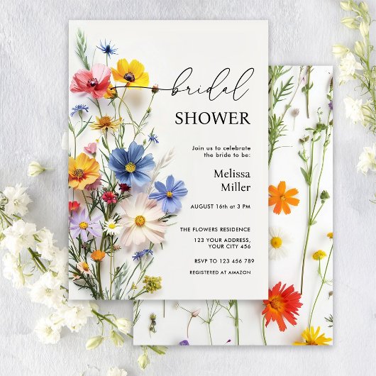 Bruiloftsfeest Wildbloemen Kaart