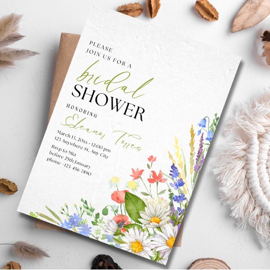 Bruiloftsfeest Wilde Bloemen Boho Bruiloftsfeest Kaart