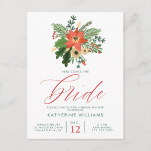 BRUILOFTSFEEST   Winter Kerst Boeket Ansichtkaart Briefkaart
