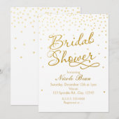 BRUILOFTSFEEST Witte & Gouden Confetti Stip Uitnod Kaart (Voorkant / Achterkant)