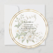Bruiloftsfeest Witte Rozen Gouden Lijst Save The Date (Achterkant)