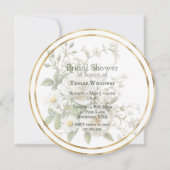 Bruiloftsfeest Witte Rozen Gouden Lijst Save The Date (Voorkant)