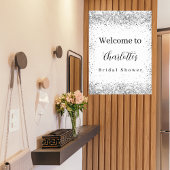 Bruiloftsfeest witte zilveren glitterscript welkom poster