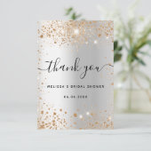 Bruiloftsfeest zilver goud glitters glamour bedankkaart (Staand voorkant)