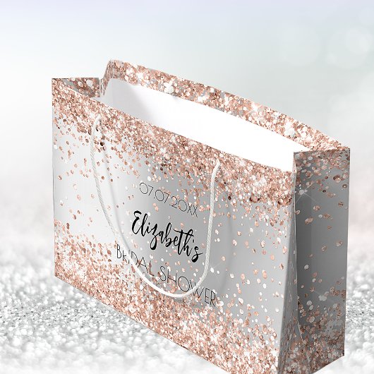 Bruiloftsfeest zilver roze goud naam groot cadeauzakje