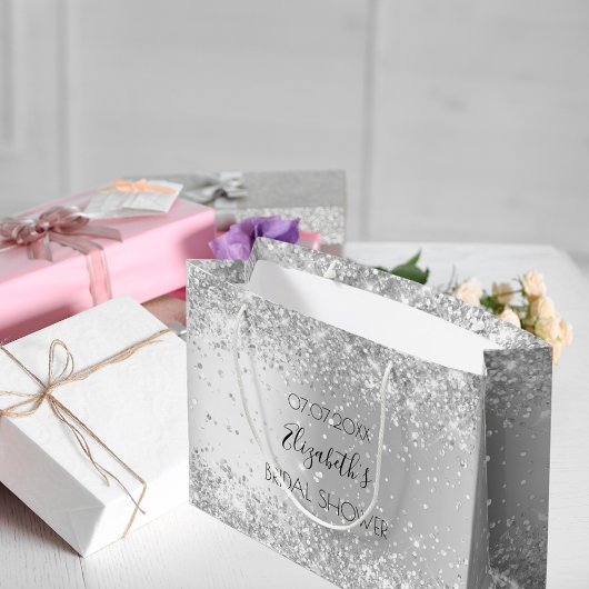 Bruiloftsfeest zilveren naam groot cadeauzakje