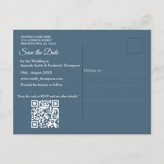 Bruiloftsfeesten aan zee op het strand aankondigingskaart (Achterkant)