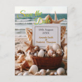 Bruiloftsfeesten aan zee op het strand aankondigingskaart (Voorkant)