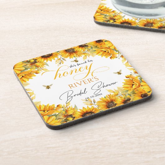 Bruiloftsfeestfavor 'Ze vond haar honing' Bier Onderzetter (Linkerzijde)