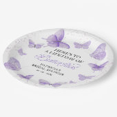 Bruiloftsfeestje "A Lifetime of Butterflies" Paars Papieren Bordje (Gekanteld)