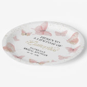 Bruiloftsfeestje "A Lifetime of Butterflies" Roze  Papieren Bordje (Gekanteld)