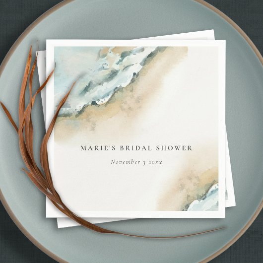 Bruiloftsfeestje aan de kust met zee, golven, zand servet