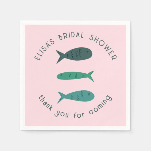 Bruiloftsfeestje aan zee met Cute Fishes CUSTOM Servet (Voorkant)