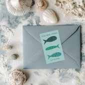 Bruiloftsfeestje aan zee met Cute Fishes - op maat Rechthoekige Sticker