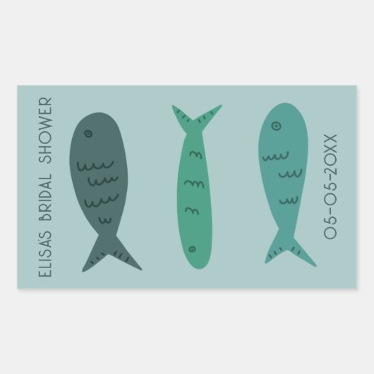 Bruiloftsfeestje aan zee met Cute Fishes - op maat Rechthoekige Sticker (Voorkant)