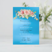 Bruiloftsfeestje Blauwe Geschilderde Bloem Waterve Kaart (Staand voorkant)