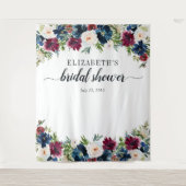 Bruiloftsfeestje bloem waterverf in navyblauw en b wandkleed (Voorkant)