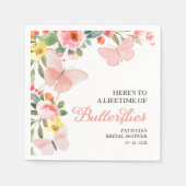 Bruiloftsfeestje bloemstuk Een Leven Lang Vlinders Servet (Voorkant)
