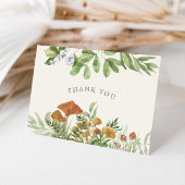 Bruiloftsfeestje bos-paddenstoel groen bedankkaart