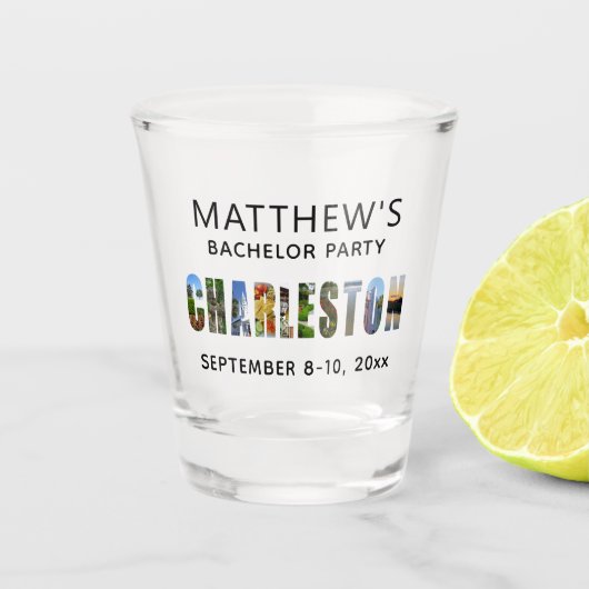 Bruiloftsfeestje Charleston South Carolina cadeau Shot Glas (Voorkant)