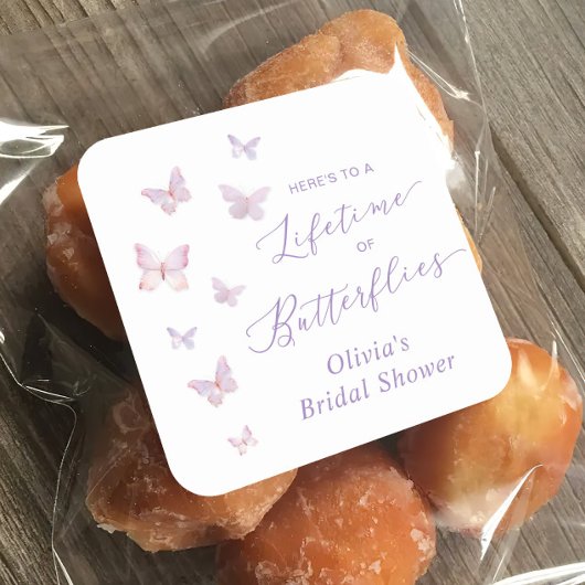 Bruiloftsfeestje 'Een leven lang vlinders' Vierkante Sticker