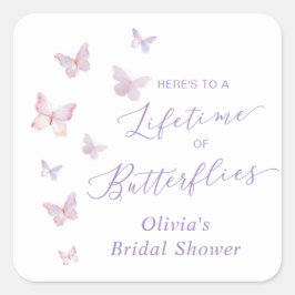 Bruiloftsfeestje 'Een leven lang vlinders' Vierkante Sticker