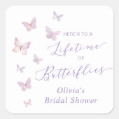 Bruiloftsfeestje 'Een leven lang vlinders' Vierkante Sticker (Voorkant)