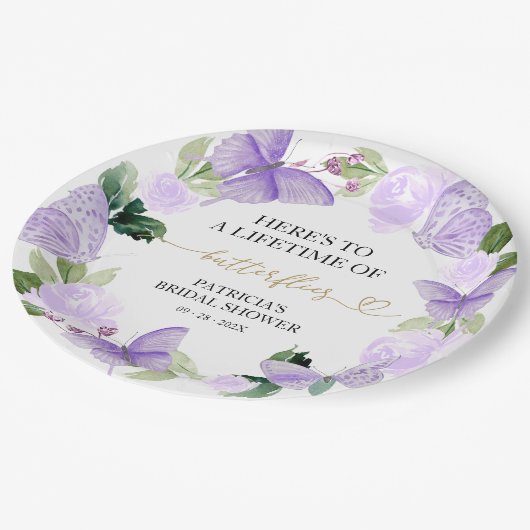 Bruiloftsfeestje: Een Leven Vol Vlinders Papieren Bordje (Gekanteld)