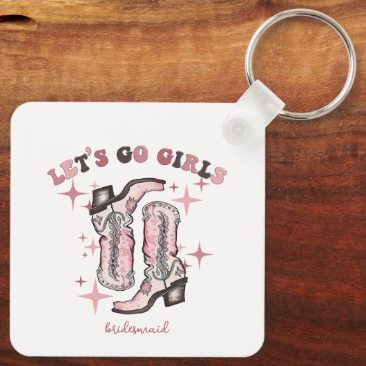 Bruiloftsfeestje Favoriet Laten we gaan, meiden Sleutelhanger (Achterkant)