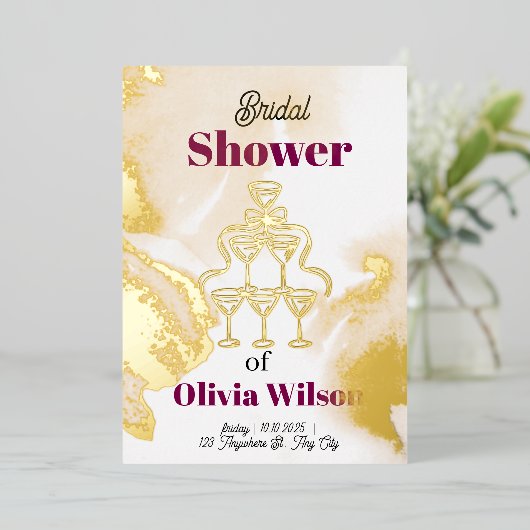 Bruiloftsfeestje Folie Uitnodiging (Staand Voorkant)